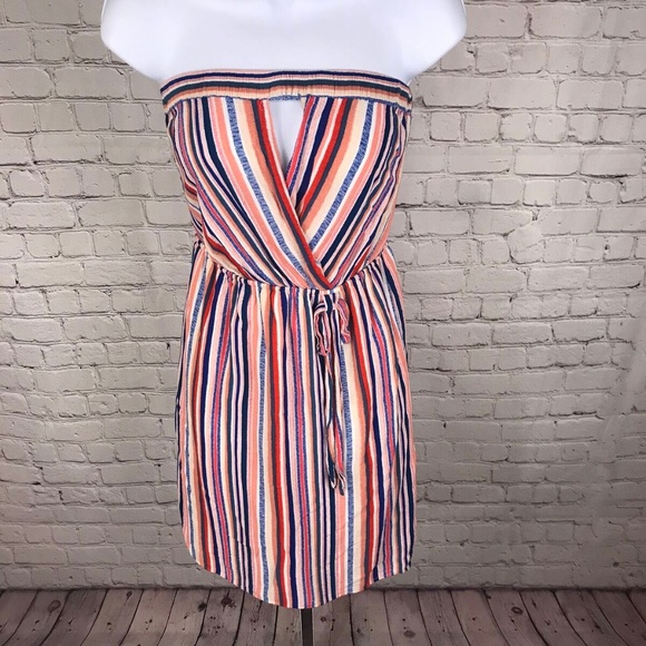Monteau Strapless Casual Striped Dress Medium - Picture 1 of 8